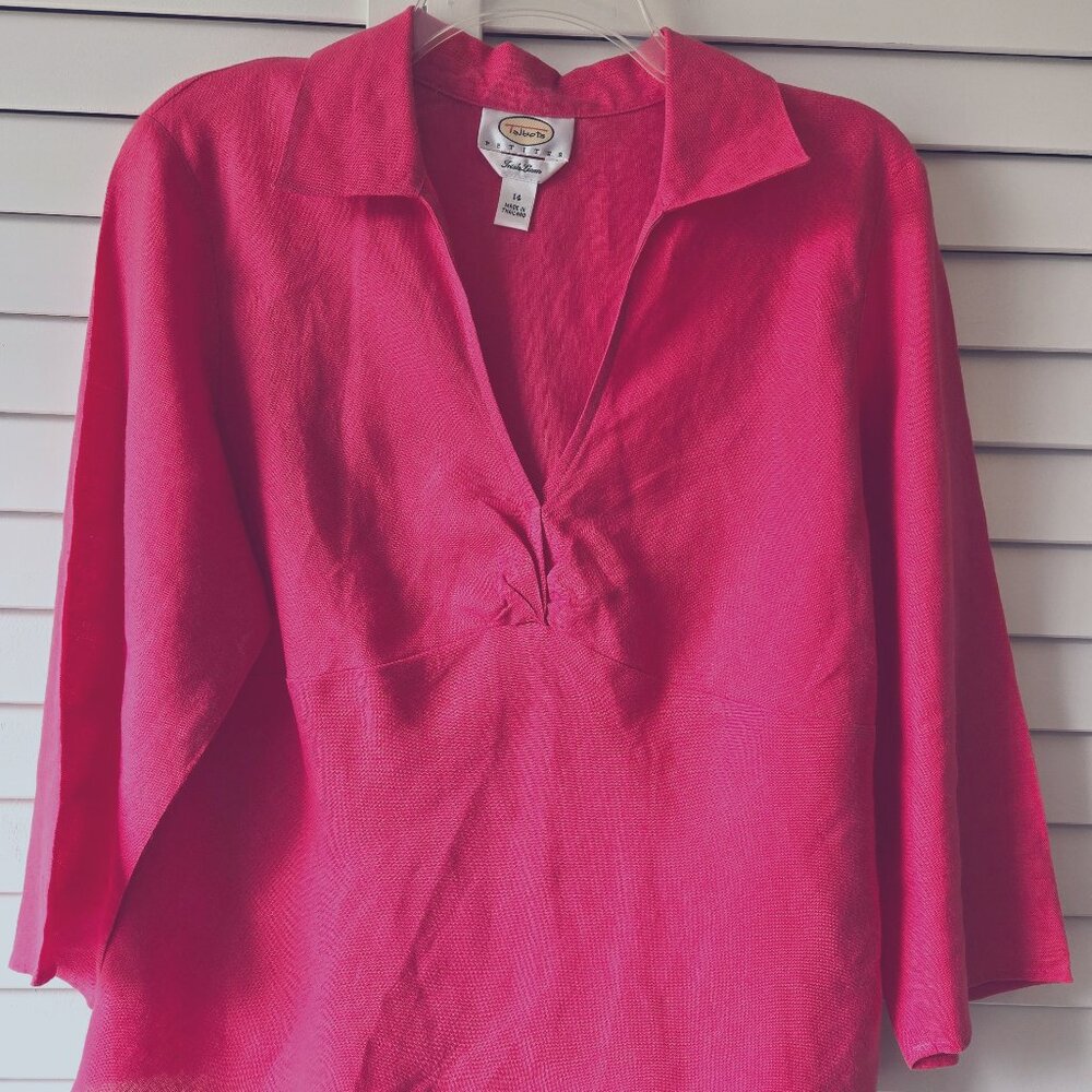 NEW Price on this TALBOTS Petite FUCHSIA Linen shirt
